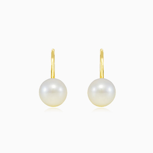 Pearl drop gold earrings