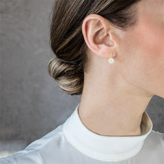 Pearl drop gold earrings
