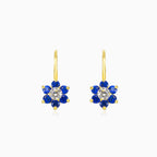 Blaue Blumenohrringe aus Gold