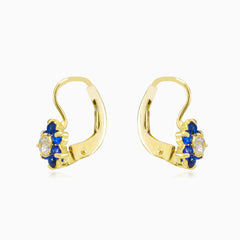 Blaue Blumenohrringe aus Gold