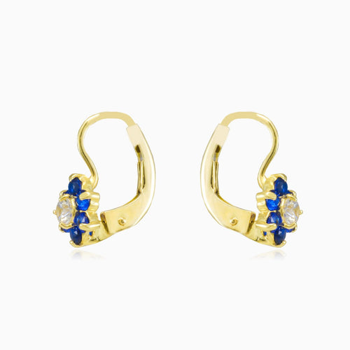 Blaue Blumenohrringe aus Gold