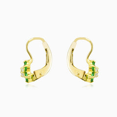Grüne Blumenohrringe aus Gold