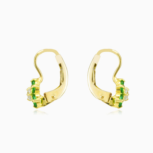 Grüne Blumenohrringe aus Gold