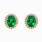 Boucles d’oreilles royales en or avec quartz vert ovale