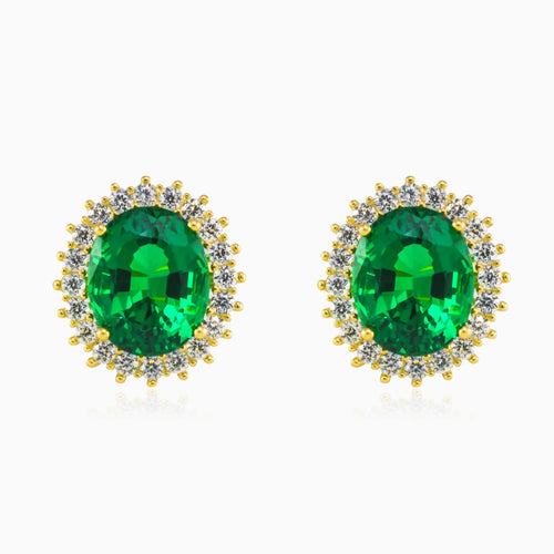 Boucles d’oreilles royales en or avec quartz vert ovale