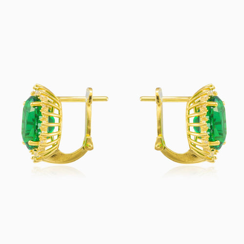 Boucles d’oreilles royales en or avec quartz vert ovale