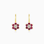 Rote Blumen-Gold-Ohrringe