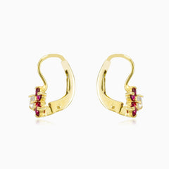 Rote Blumen-Gold-Ohrringe