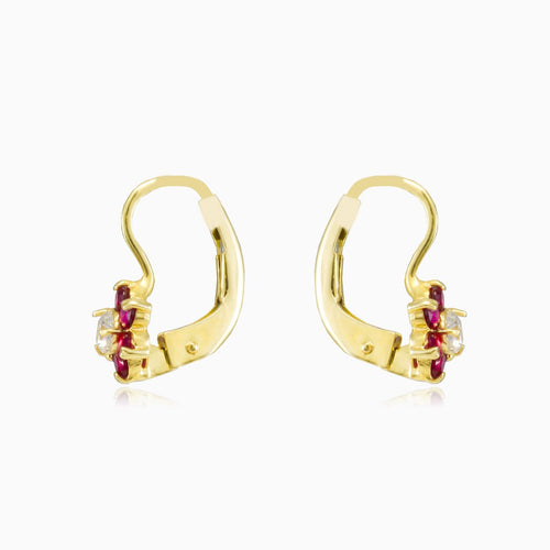 Rote Blumen-Gold-Ohrringe