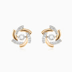 Roségold-Blumen-Diamant-Ohrringe