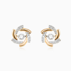 Roségold-Blumen-Diamant-Ohrringe