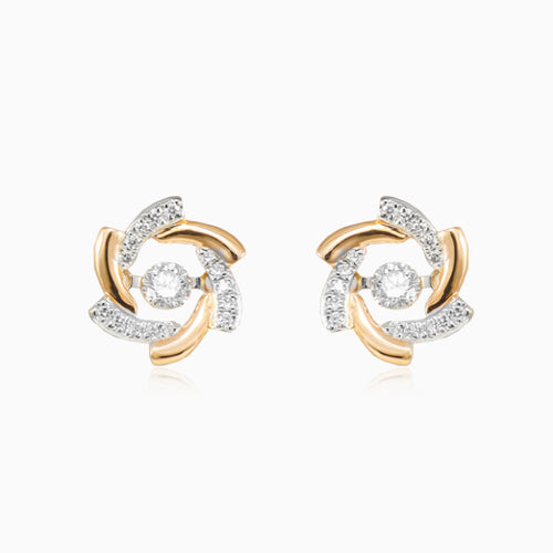 Roségold-Blumen-Diamant-Ohrringe