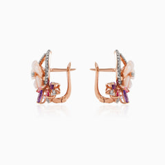 Rose gold earrings with gemstones