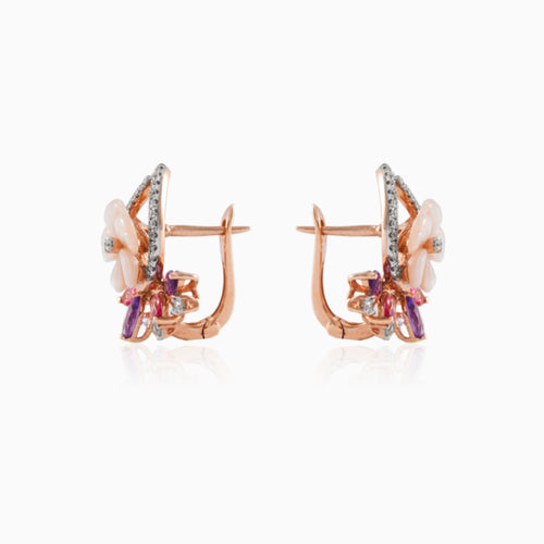 Rose gold earrings with gemstones