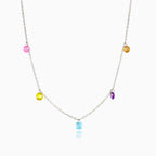 Silver mosaico dangling necklace