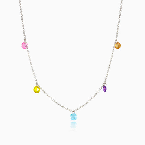Silver mosaico dangling necklace