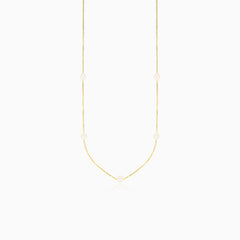 Five pearls gold necklace