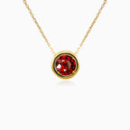 Granat-Halskette aus Gold mit Zargenfassung