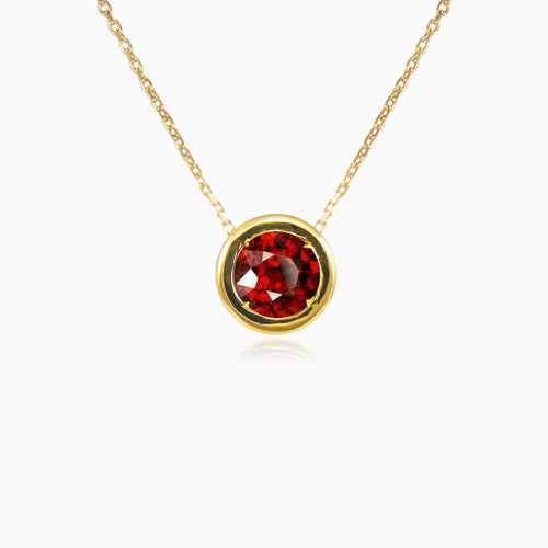 Granat-Halskette aus Gold mit Zargenfassung