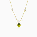 Pear olivine and cubic zirconia necklace