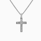 Silver channel cubic zirconia cross