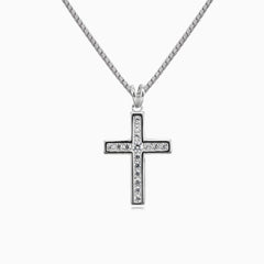 Silver channel cubic zirconia cross