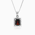 Square garnet pendant