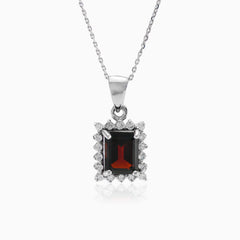 Square garnet pendant