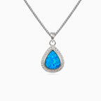 Soft blue opal tear pendant