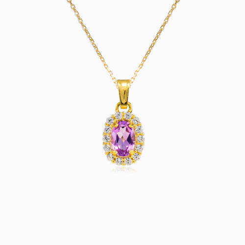 Ovaler Amethyst-Goldanhänger