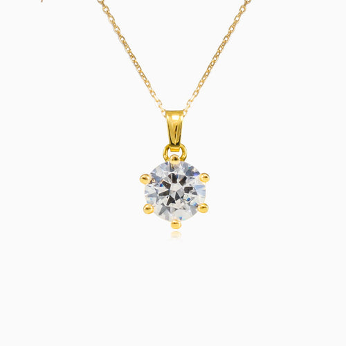 Six prong gold pendant