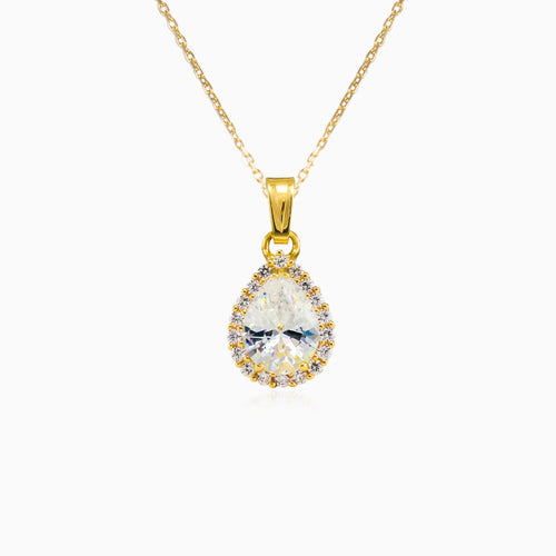 Birnenförmiger Zirkonia-Gelbgold-Anhänger
