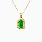 Pendentif en or avec quartz vert rectangulaire