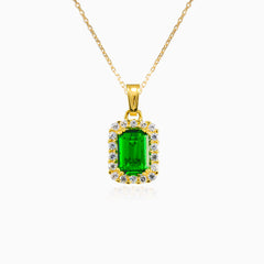 Pendentif en or avec quartz vert rectangulaire