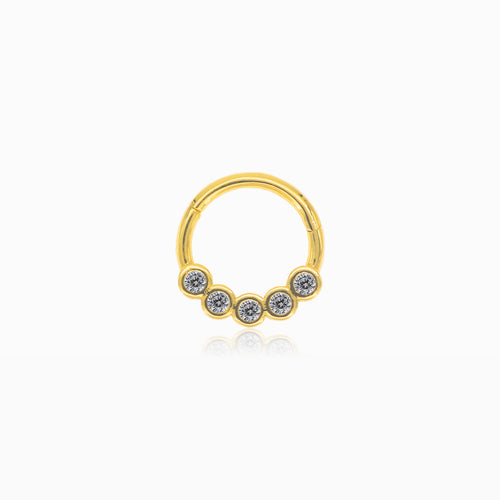 Zircon line hooZirkon-Linien Creolen-Piercing aus Goldp gold piercing