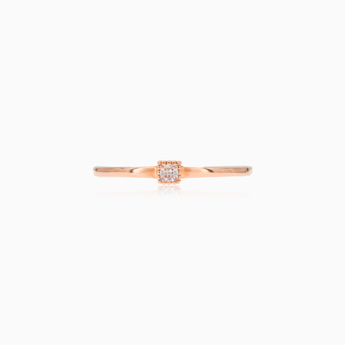Zircon in thin rose gold ring