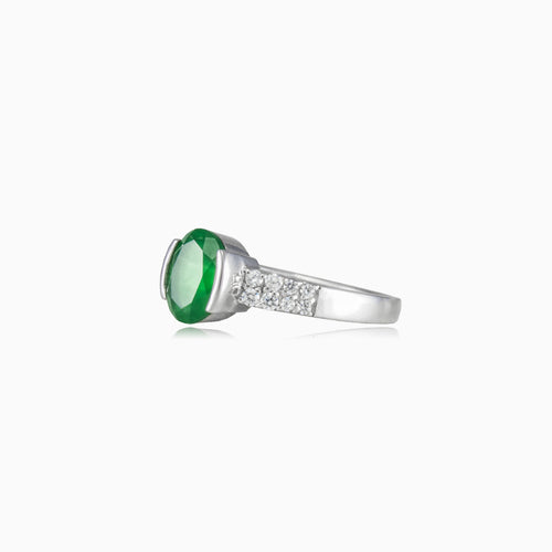 Semi bezel jade ring