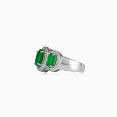 Ring mit drei ovalen Jaden
