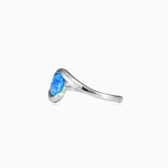 Softly twisted blue opal ring