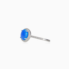 Royal round blue opal ring