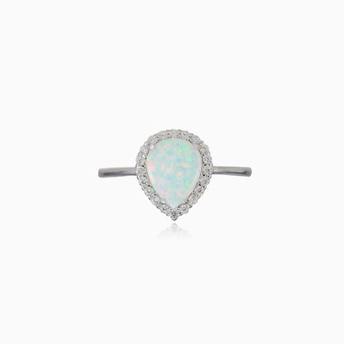 Royal birnenförmiger weißer Opal Ring