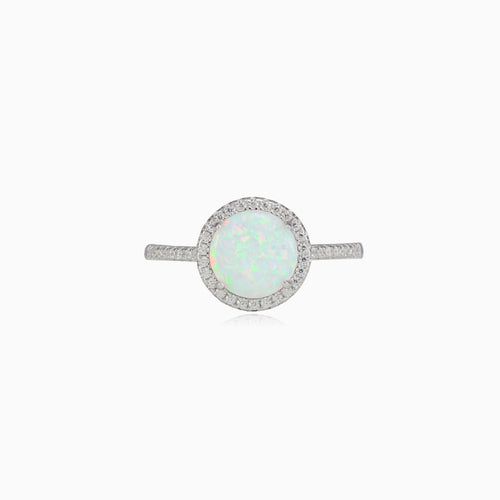 Royal runder weißer Opal Ring