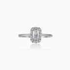 Bague halo blanche rectangulaire