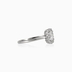 Bague halo blanche rectangulaire
