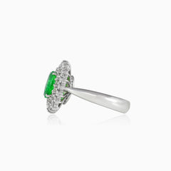 Royal emerald white gold ring