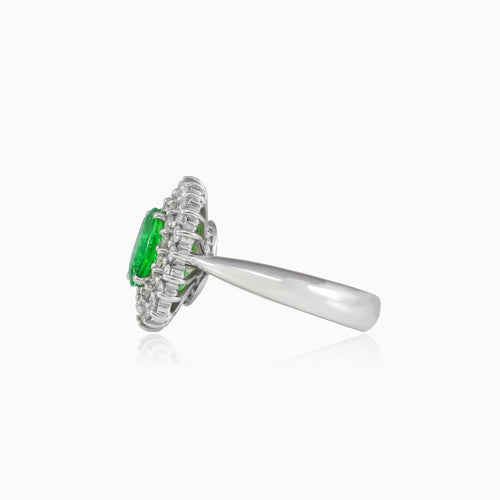 Royal emerald white gold ring