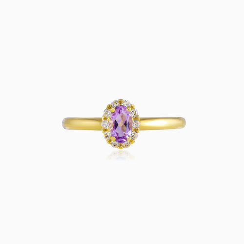 Bold oval amethyst gold ring
