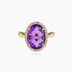 Massive oval amethyst gold ring