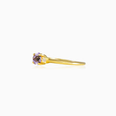 Oval briolette amethyst gold ring