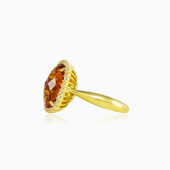 Massive cushion citrine gold ring